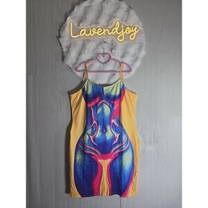 Bodycon Bright Neon Multicolor X-Ray Vision Womens Dress Plus Size XL